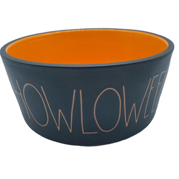 Rae Dunn Howloween XL Dog Pet Food Bowl Black Orange Artisan Collection Magenta - Picture 1 of 10